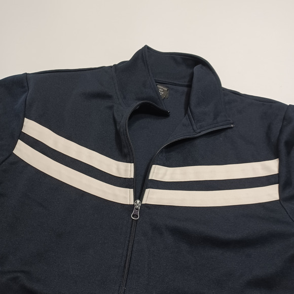 SF/415 Mens Track Jacket Midnight Blue Chevron Pockets Full Zip Mock Neck M - Picture 10 of 12